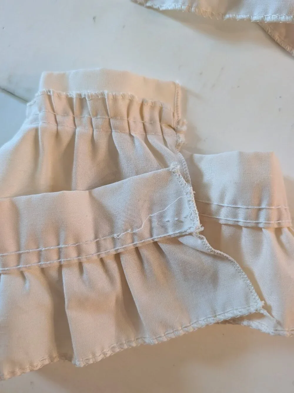 VTG Set of 6 Sears Ruffled Cream Curtains Panels w/ Tie Backs 64X48 3 Windows